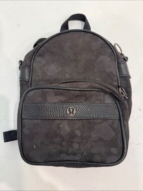 lululemon athletica Black Mini Backpack with Subtle Camouflage Texture
